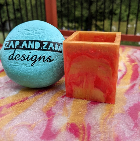 Pen Holder Organizer Cute Gift Art Bright Vivid Handmade Orange - Picture 10 of 13